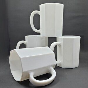 Vintage Arcopal France Novoctime White Mugs - Set of (4)